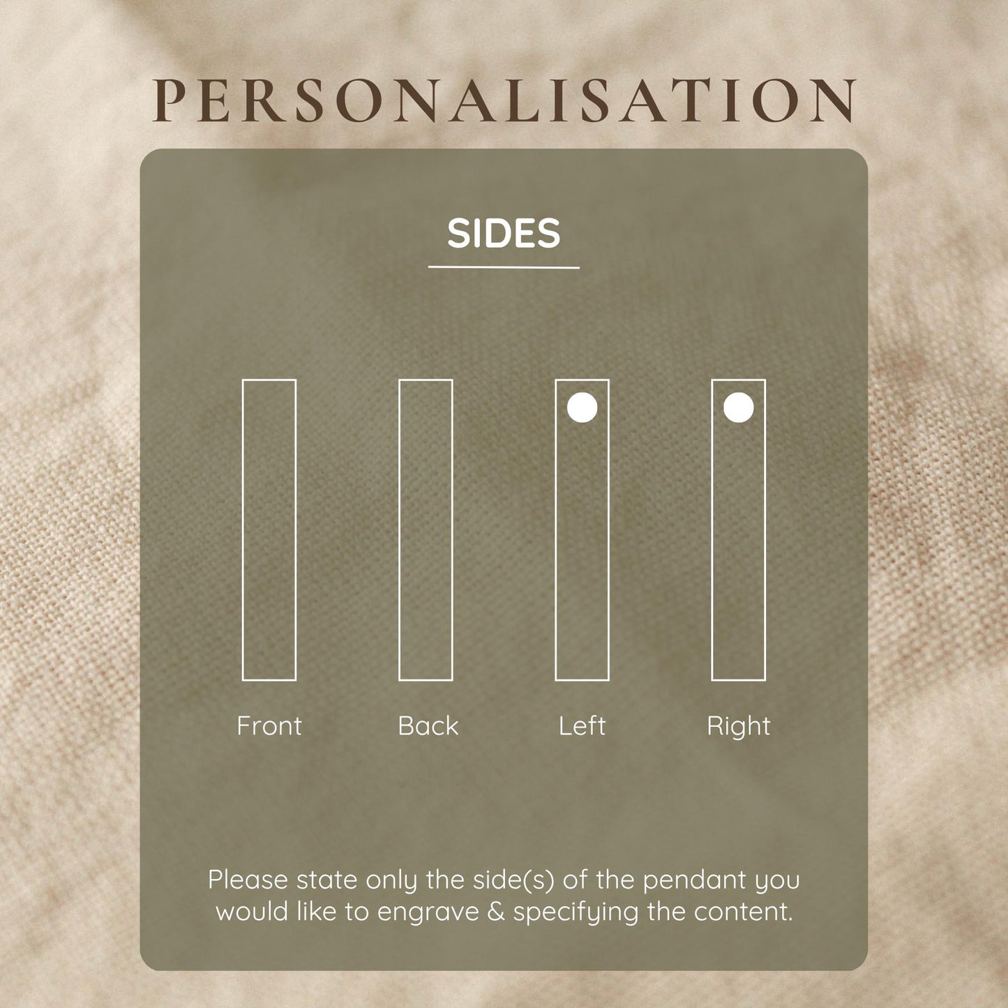 Instructions for personalizing a pendant on a textured beige background