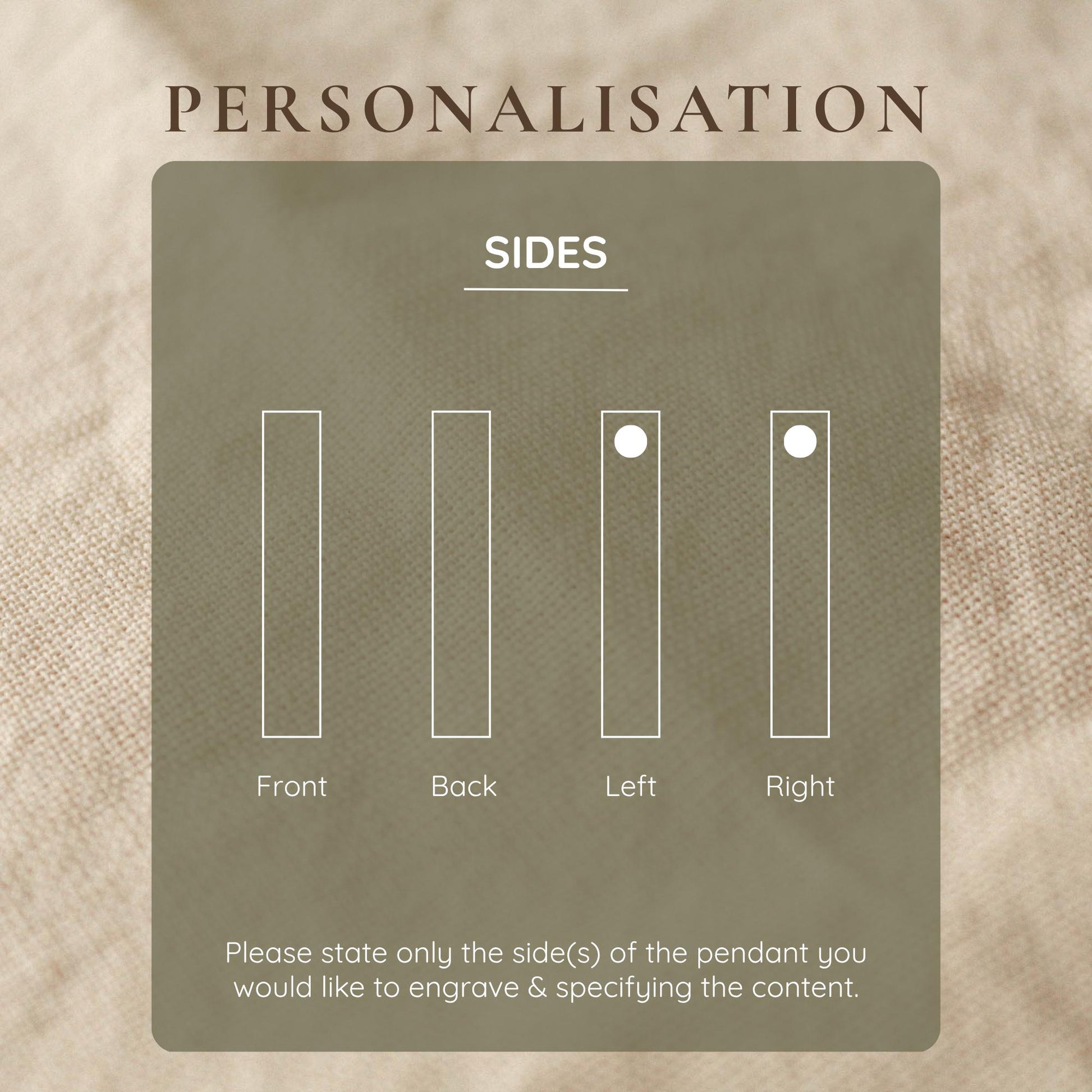 Instructions for personalizing a pendant on a textured beige background